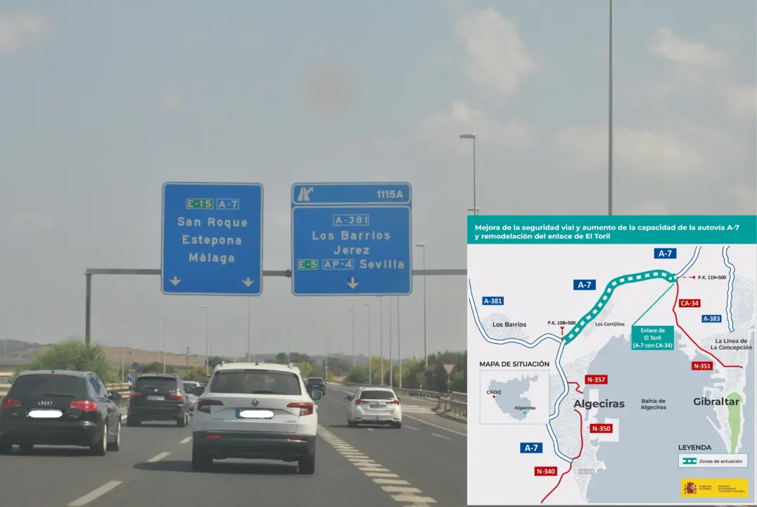 Autov&iacute;a A7, la m&aacute;s transitada del Campo de Gibraltar, con una media superior a los 75.000 veh&iacute;culos por d&iacute;a