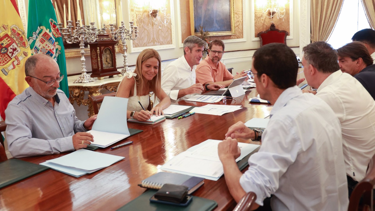 La concejal de Hacienda de Algeciras, María Solanes, sonríe en el transcurso de la reunión mantenida en Diputación