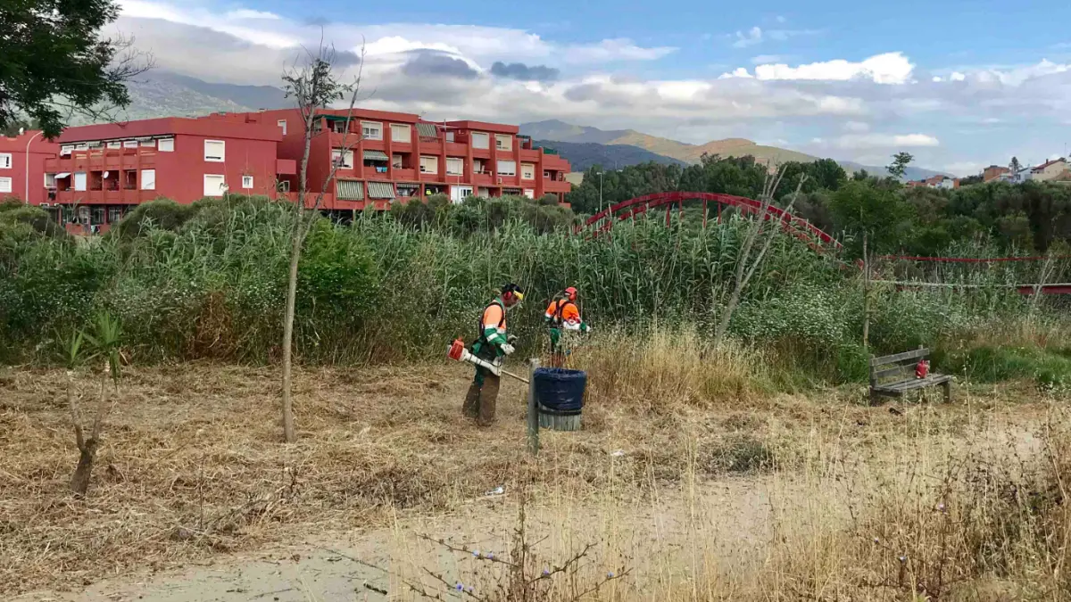 Operarios municipales trabajan en la zona del río Pícaro