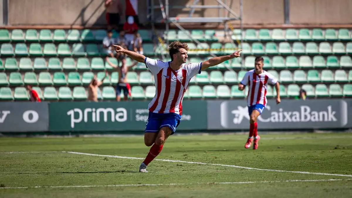 Manín celebra el gol anotado en Sevilla