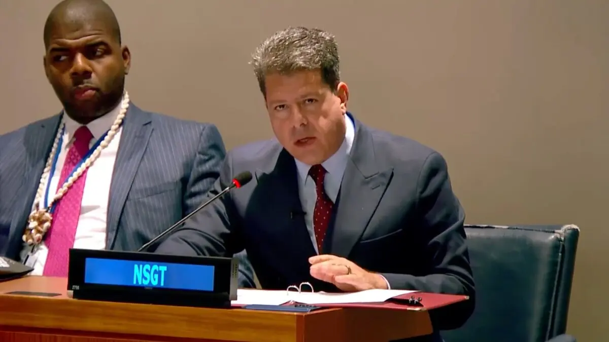 Fabian Picardo, durante su comparecencia en la ONU
