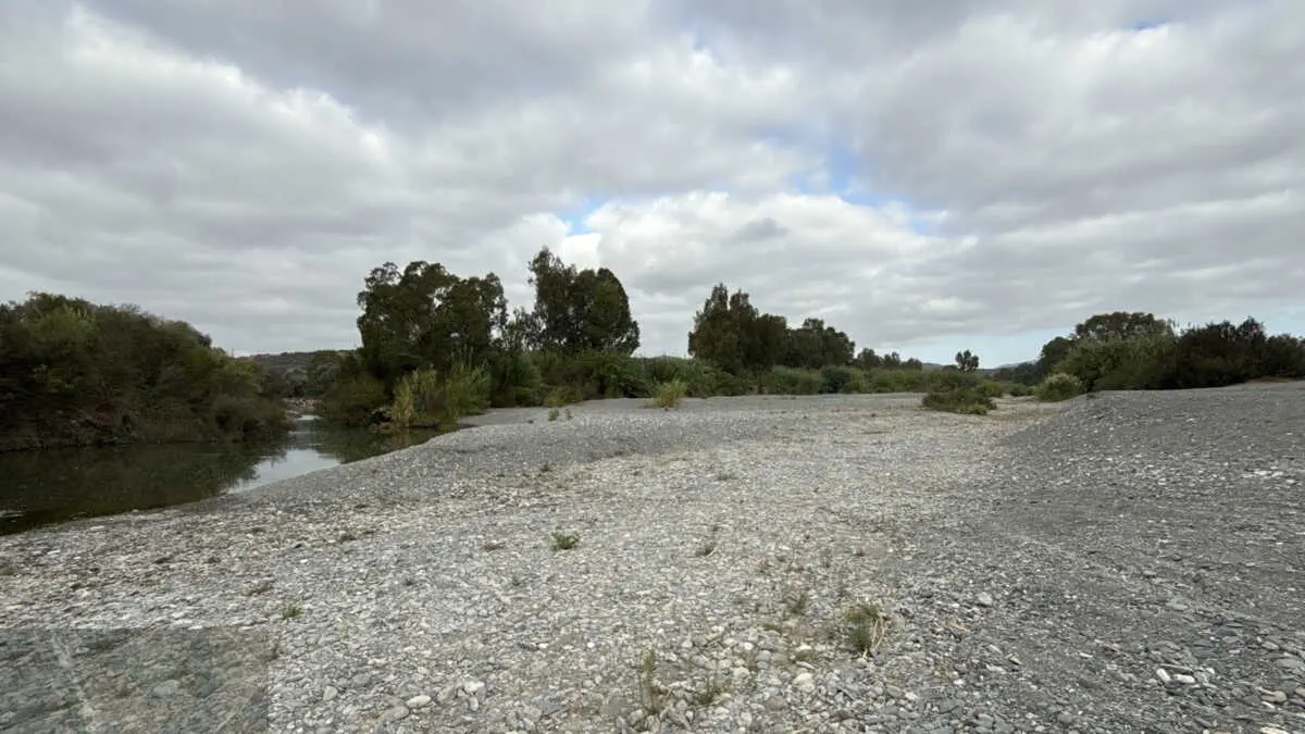 Desembocadura del r&iacute;o Genal en el Guadiaro, completamente seca