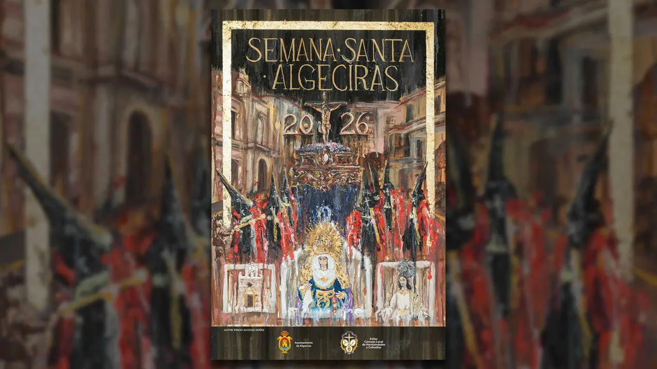 Cartel anunciador de la Semana Santa de Algeciras 2026, que se celebrar&aacute; del 29 de marzo al 5 de abril