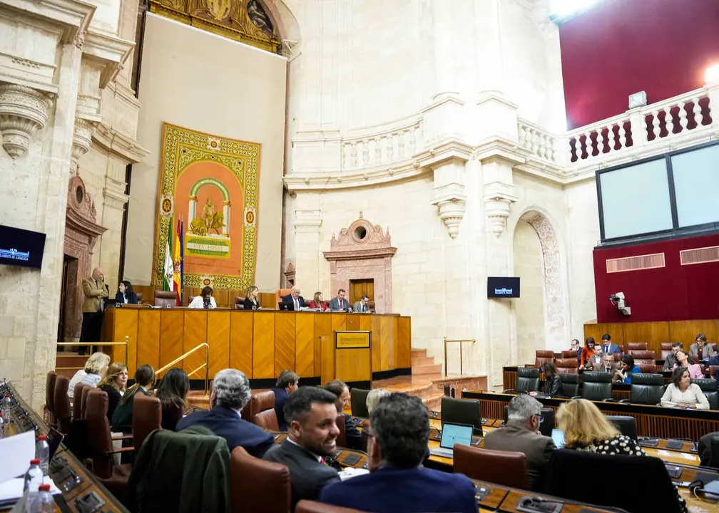 Vista general del Parlamento de Andaluc&iacute;a durante una sesi&oacute;n plenaria celebrada en Sevilla