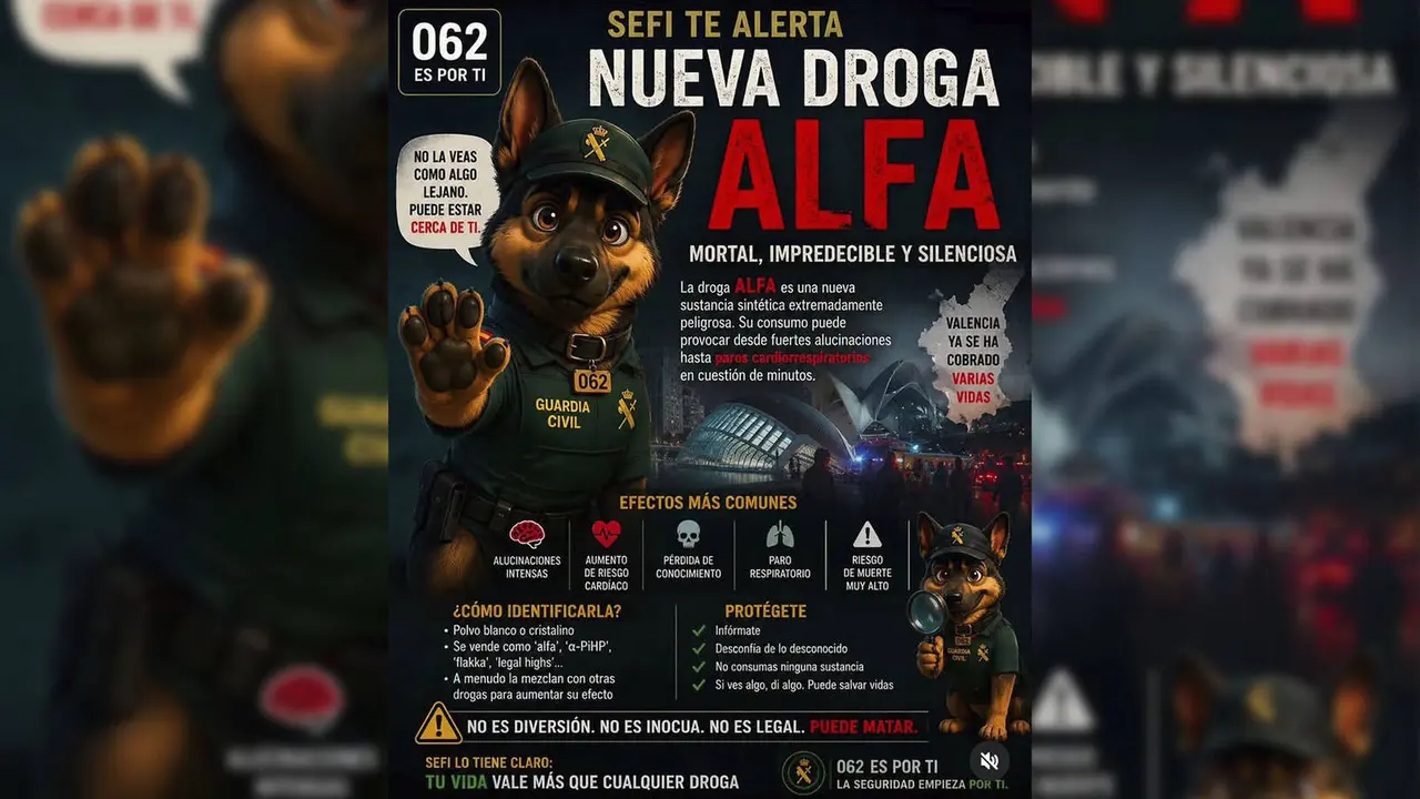 Imagen de la campa&ntilde;a difundida para alertar sobre los riesgos de la droga alfa