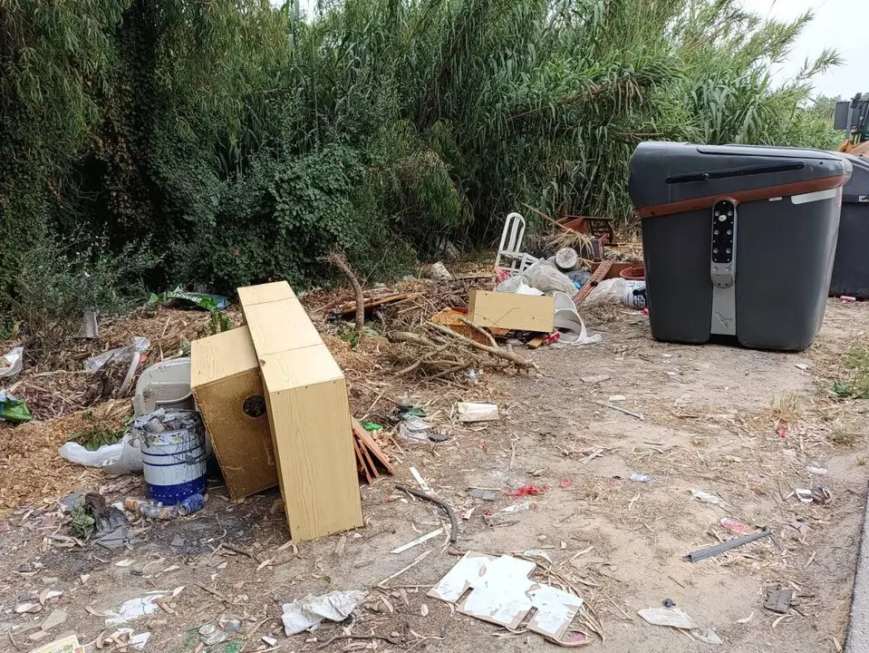 Operarios municipales durante una actuaci&oacute;n de retirada de residuos abandonados en el municipio