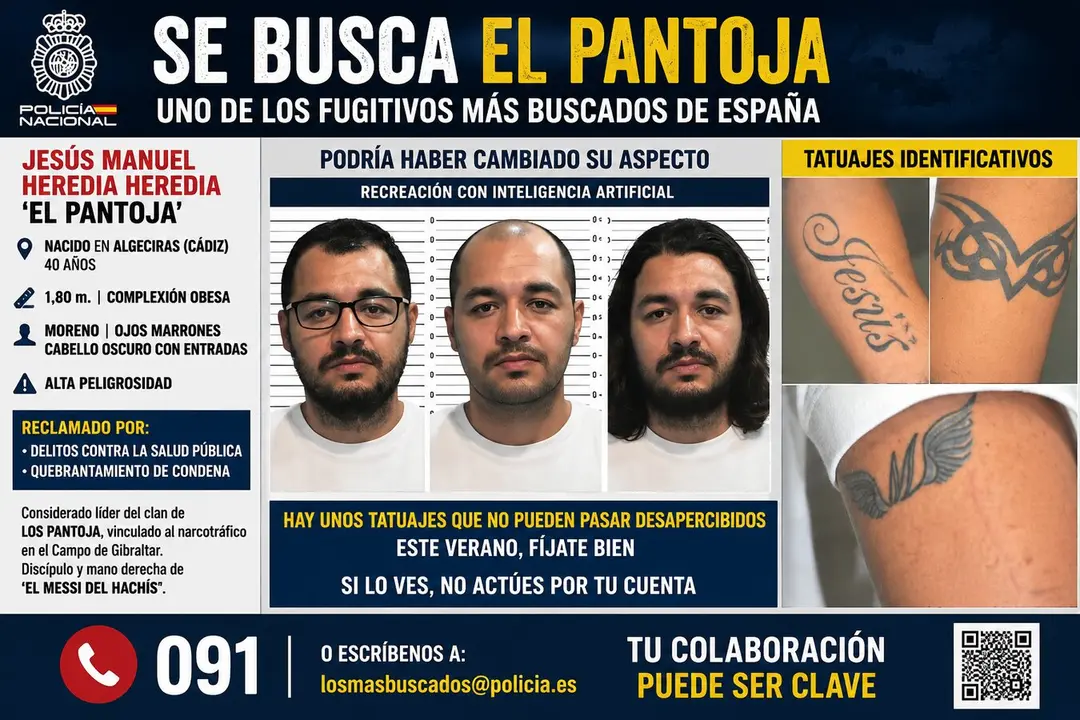 La Polic&iacute;a Nacional intensifica la b&uacute;squeda de 'El Pantoja', uno de los fugitivos m&aacute;s buscados de Espa&ntilde;a