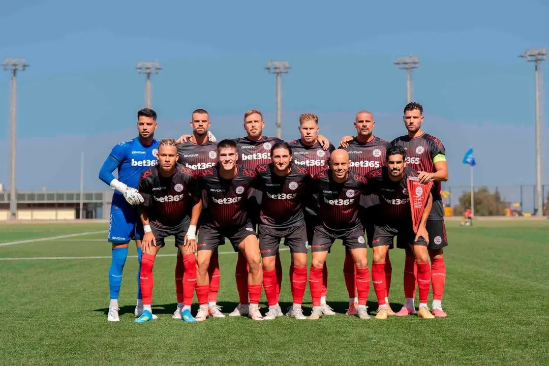 Los jugadores del Lincoln Red Imps celebran uno de los goles logrados ante el Inter Escaldes