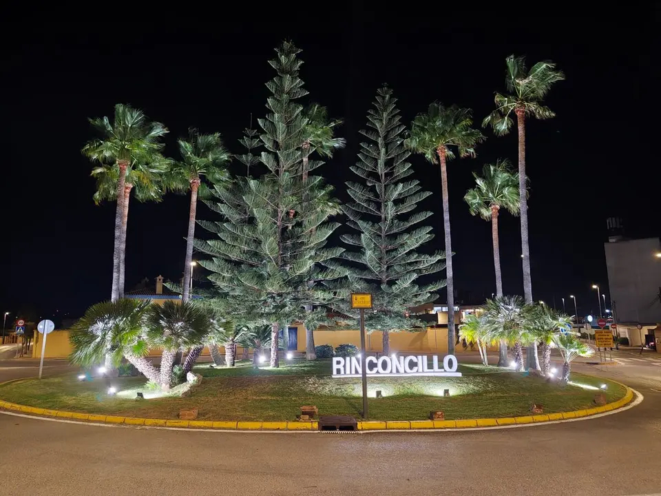 La nueva iluminaci&oacute;n ornamental realza la vegetaci&oacute;n y el acceso a la barriada de El Rinconcillo