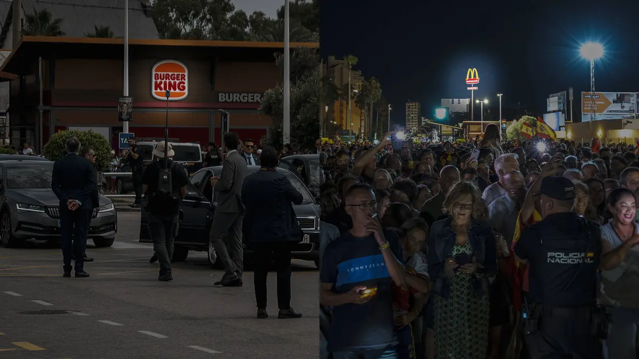 El Burger King y el arco de McDonald's aparecen al fondo de dos de las im&aacute;genes m&aacute;s representativas de las jornadas que acompa&ntilde;aron el anuncio del fin de la Verja