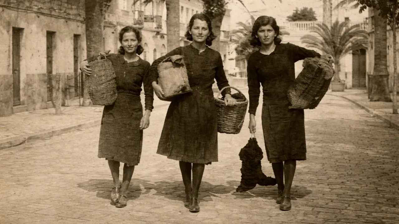 Grupo de mujeres dedicadas al peque&ntilde;o contrabando en la zona fronteriza entre Gibraltar y La L&iacute;nea durante el siglo XX - FOTO: IA