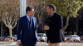 Fabián Picardo (i) y Juan Franco, durante el encuentro mantenido ayer en La Línea
