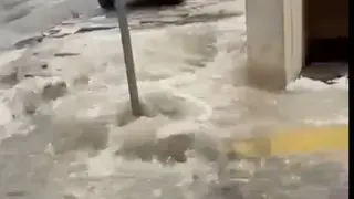 Así bajaba el agua por una de las calles de Los Barrios 