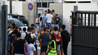 Alumnos que han comenzado este lunes sus clases en San Roque