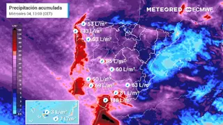 Acumulaci&oacute;n de lluvia prevista en los pr&oacute;ximos 10 d&iacute;as - FOTO: MeteoRed