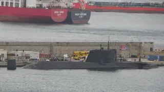 Submarino nuclear atracado en el puerto de Gibraltar durante una escala t&eacute;cnica.