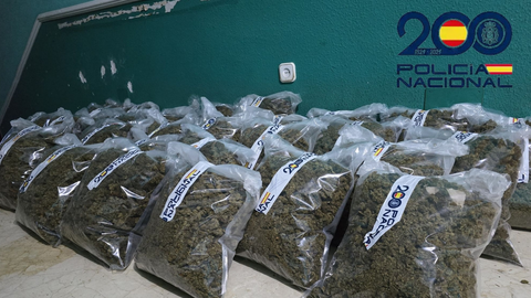 Parte de la droga incautada por los agentes de la Policía Nacional