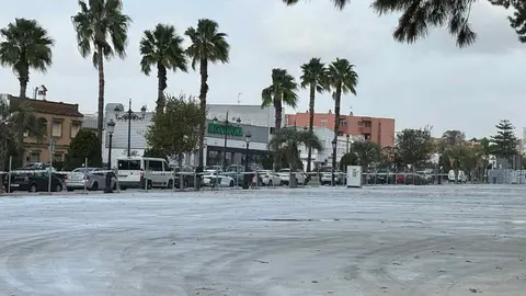 Aspecto que presenta el nuevo pavimento del recinto ferial barreño