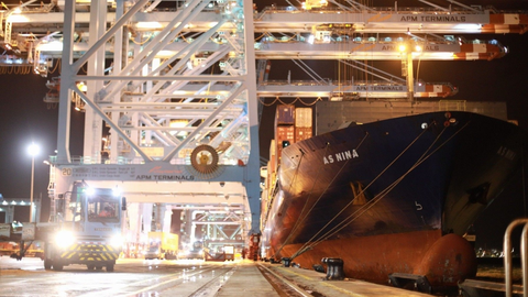 El 'AS Sina', en su escala de este lunes en el puerto de Algeciras 