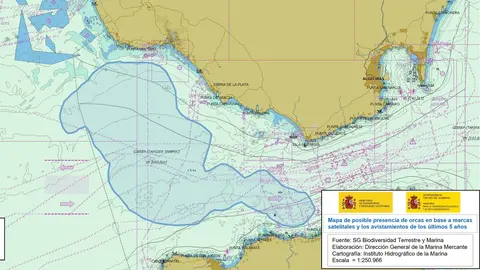 Zona de alta probabilidad de presencia de orcas 
