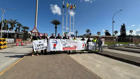 Algunos de los integrantes del comité de huelga de Acerinox