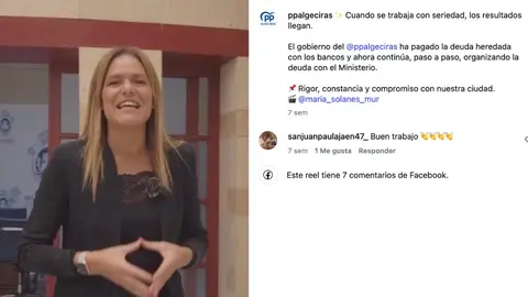 Mar&iacute;a Solanes en RRSS del PP Algeciras