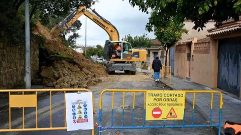 Inicio de los trabajos de reparaci&oacute;n del muro en la calle Nicol&aacute;s Cop&eacute;rnico.