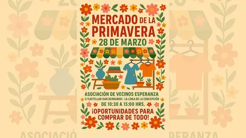 Cartel del mercado solidario de primavera organizado en La L&iacute;nea.