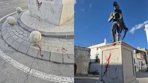 Estado del monumento al General Copons tras el acto vand&aacute;lico registrado en Tarifa