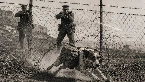 Imagen hist&oacute;rica de perros utilizados en tareas de contrabando en la zona del Campo de Gibraltar - FOTO: IA