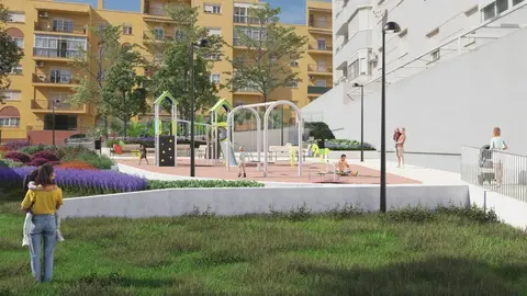 Recreaci&oacute;n virtual de las mejoras previstas en el parque Fuentenueva de Algeciras.