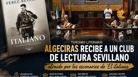 Participantes del club de lectura durante su recorrido por espacios vinculados a la novela &lsquo;El italiano&rsquo;