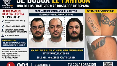 La Polic&iacute;a Nacional intensifica la b&uacute;squeda de 'El Pantoja', uno de los fugitivos m&aacute;s buscados de Espa&ntilde;a