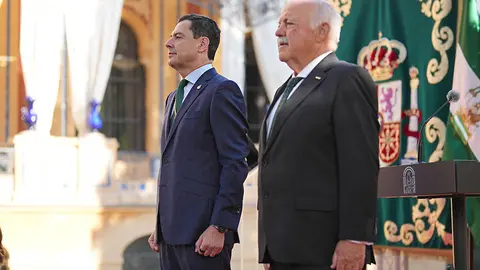 Juanma Moreno, durante el acto de toma de posesi&oacute;n celebrado en el Palacio de San Telmo de Sevilla