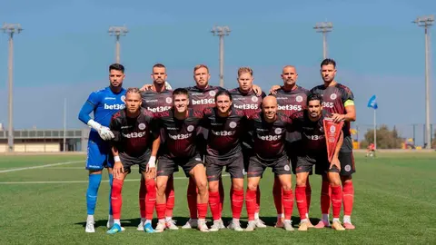 Los jugadores del Lincoln Red Imps celebran uno de los goles logrados ante el Inter Escaldes