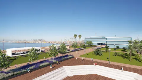 Infograf&iacute;a del desarrollo previsto para la nueva fase del Lago Mar&iacute;timo de Algeciras