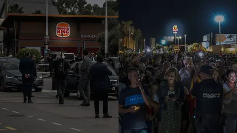 El Burger King y el arco de McDonald's aparecen al fondo de dos de las im&aacute;genes m&aacute;s representativas de las jornadas que acompa&ntilde;aron el anuncio del fin de la Verja