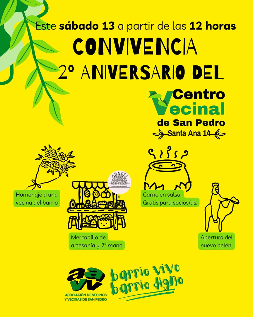 Cartel del 2º aniversario de la AAVV San Pedro