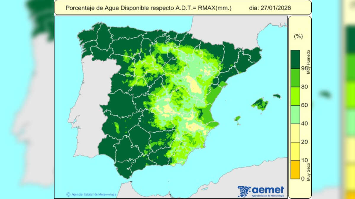Mapa de saturación de humedad del suelo - FOTO: AEMET